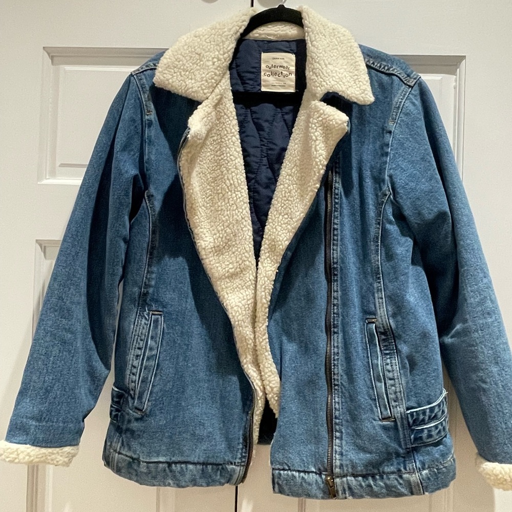 Zara Kids Denim and Faux Sherpa Jacket